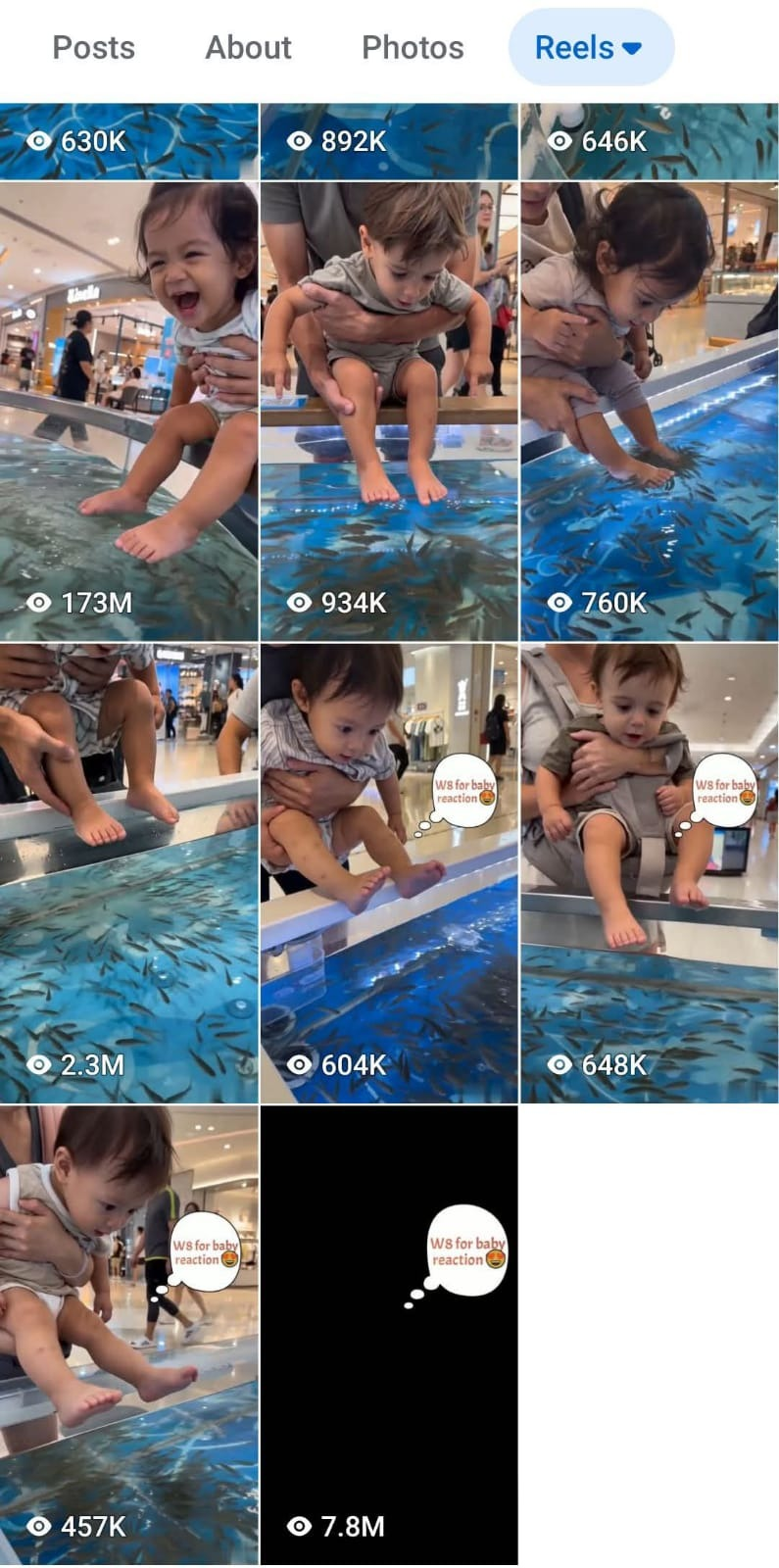babby with small fishes